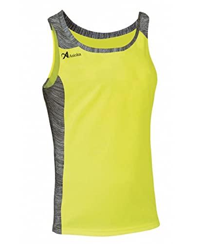 ASIOKA 55/13 Camiseta Deportiva Tirantes Hombre, Camiseta de Running para Hombre, Camiseta técnica de Tirantes, Color Amarillo Fluor, S