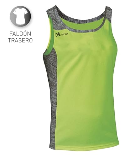 ASIOKA - Camiseta Deportiva Tirantes Hombre - Camiseta de Running para Hombre - Camiseta técnica de Tirantes - Color Verde Fluor, XL, Elba