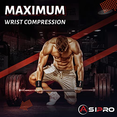 ASIPRO Muñequeras Gym Hombre y Mujer Soporte de Muñeca con Agarre Pulgar Wrist Wraps Gym Muñequeras para Cross Training, Musculación, Gimnasio, Boxeo, Calistenia Muñequeras Powerlifting (Negro)