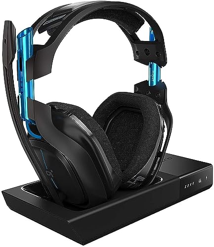 ASTRO Gaming A50 - Auriculares con micrófono inalámbricos y Estación base, Tercera generación con sonido envolvente Dolby 7.1, compatibles con PlayStation 4/PC/Mac, Negro y Azul