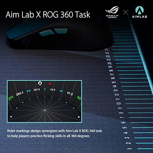 Asus ROG Hone Ace Aim Lab Edition - Alfombrilla Gaming XL para Entrenar la Puntería, Superficie de Tela Híbrida Repelente al Agua, Aceite y Polvo con Costuras Protectoras, Base de Goma Antideslizante