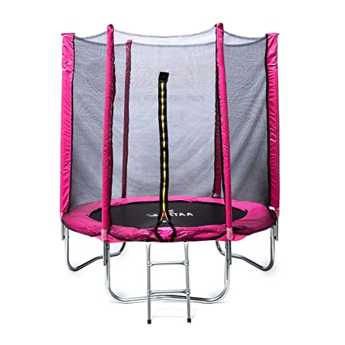 ATAA Cama elástica Infantil 185 - trampolín para niños y niñas con Red de Seguridad Ideal para Interior o Exterior (Rosa)