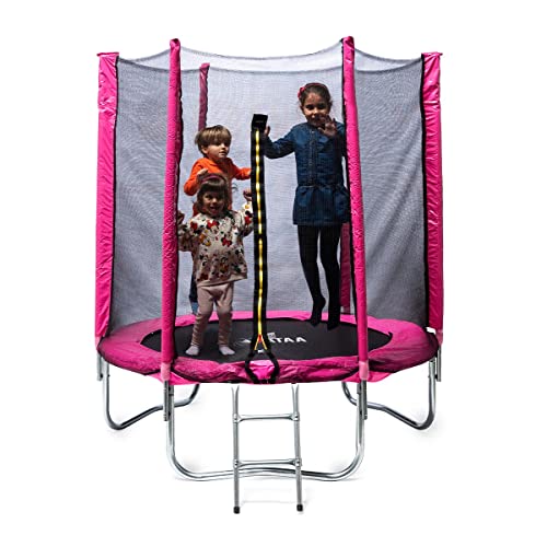 ATAA Cama elástica Infantil 185 - trampolín para niños y niñas con Red de Seguridad Ideal para Interior o Exterior (Rosa)