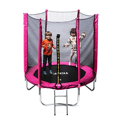 ATAA Cama elástica Infantil 185 - trampolín para niños y niñas con Red de Seguridad Ideal para Interior o Exterior (Rosa)