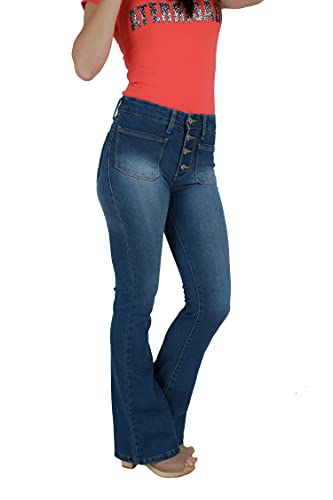 Aterrisage Pantalon Mujer Campana Bolsillo Plastron y 5 Botones. (38)