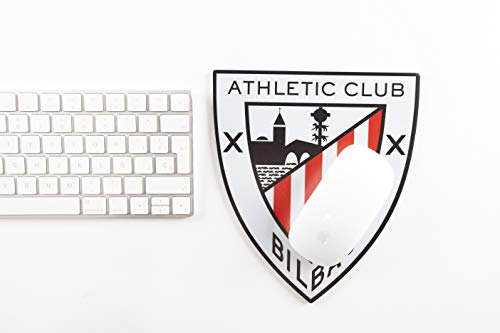 Athletic Club de Bilbao - Alfombrilla para Ratón - Forma y Colores del Escudo del Club - Base de Goma Antideslizante - Revestimiento Impermeable - Producto Oficial del Equipo