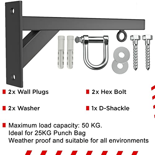 Athletics Gear - Soporte de 16 guajes resistente con grillete en D giratorio y fijaciones (soporte de pared de 30 cm)