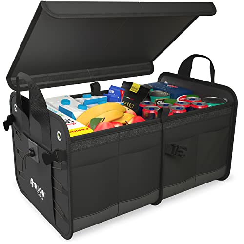 ATHLON TOOLS Bolsa de maletero prémium con tapa, XXL de 60 litros organizador de maletero, base extraestable e impermeable con cierre de tiras antideslizante