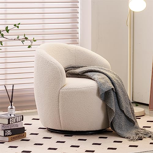 ATHRZ Sillón moderno de tela de peluche, sillón giratorio tapizado para club, sofá individual ocasional para ocio, silla Boucle para sala de estar, dormitorio/lectura, muebles de recepción