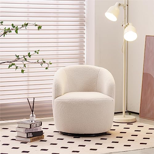 ATHRZ Sillón moderno de tela de peluche, sillón giratorio tapizado para club, sofá individual ocasional para ocio, silla Boucle para sala de estar, dormitorio/lectura, muebles de recepción