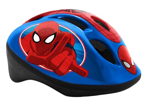 A.T.L.A.S. Bicicleta Infantil de 14 Pulgadas, Spiderman/Marvel Equipada con 2 Frenos, Placa Frontal Decorativa, Botella Trasera y Casco Spiderman Incluido