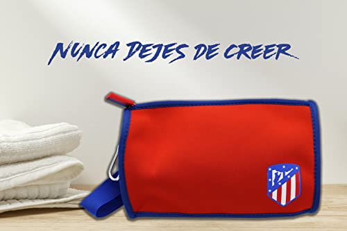 ATLÉTICO DE MADRID CF - Estuche de Neopreno Juvenil, Portatodo con Cremallera, Color Rojo, con Escudo, Producto Oficial (CyP Brands)