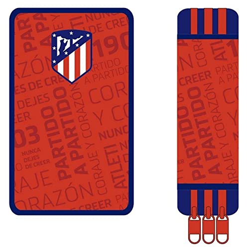 ATLETICO DE MADRID - Estuche, con Cremallera, Plumier 3 Pisos, Con Material Escolar, Color rojo, Producto Oficial (CyP Brands)