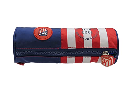 Atletico DE Madrid - Estuche Portatodo, Cilindrico, Material Escolar y Oficina, para Niños y Niñas, con Cremallera, (CyP Brands).