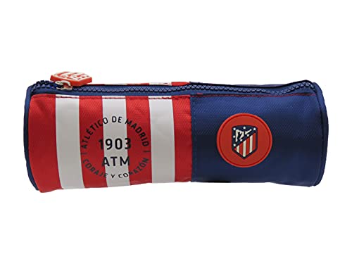 Atletico DE Madrid - Estuche Portatodo, Cilindrico, Material Escolar y Oficina, para Niños y Niñas, con Cremallera, (CyP Brands).