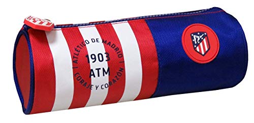 Atletico DE Madrid - Estuche Portatodo, Cilindrico, Material Escolar y Oficina, para Niños y Niñas, con Cremallera, (CyP Brands).