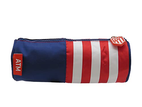 Atletico DE Madrid - Estuche Portatodo, Cilindrico, Material Escolar y Oficina, para Niños y Niñas, con Cremallera, (CyP Brands).