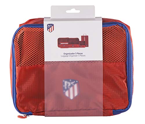 Atlético de Madrid - Organizador de Equipaje con 5 Piezas Diferentes - No Añade Peso a tu Equipaje - Ideal para Organizar tu Ropa - Con Cierre de Cremallera - 23x10x38 cm - Producto Oficial