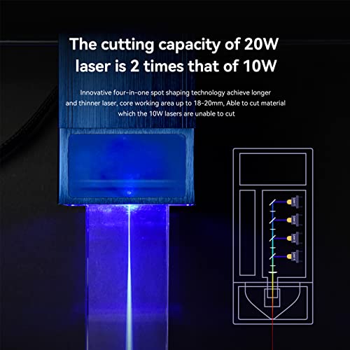 ATOMSTACK A20 Pro Grabador Laser 130W con Air Assist Dos Cilindros, Máquina de corte por láser de 20W, 300W CO2 Efecto láser Máquina de grabado láser CNC totalmente metálica, Phone App/Win/Mac