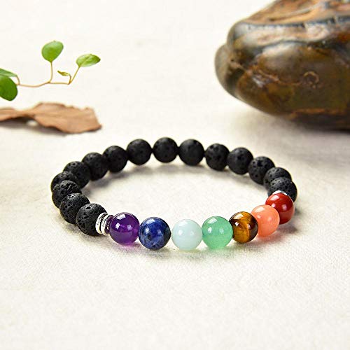 Attraction Zen PULSERA DE LOS 7 CHAKRAS piedras naturales | EBOOK Oferta | Hecha a mano | Joyas Mujeres Hombres | TODAS LAS PIEDRAS DE NUESTRAS PULSERAS SON NATURALES (CHAKRA1)