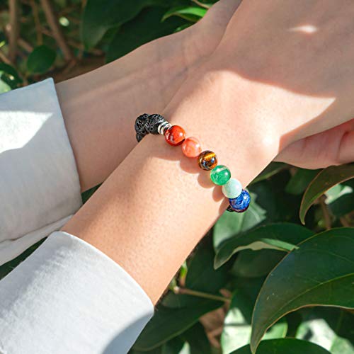 Attraction Zen PULSERA DE LOS 7 CHAKRAS piedras naturales | EBOOK Oferta | Hecha a mano | Joyas Mujeres Hombres | TODAS LAS PIEDRAS DE NUESTRAS PULSERAS SON NATURALES (CHAKRA1)