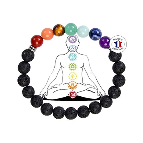 Attraction Zen PULSERA DE LOS 7 CHAKRAS piedras naturales | EBOOK Oferta | Hecha a mano | Joyas Mujeres Hombres | TODAS LAS PIEDRAS DE NUESTRAS PULSERAS SON NATURALES (CHAKRA1)