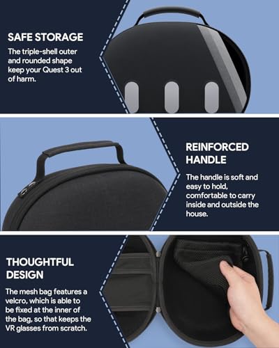 Aubika Mini funda para Meta Quest 3, funda de transporte rígida para accesorios Oculus Quest 3, compatible solo con auriculares y controladores, viaje y almacenamiento, Black, mini, Organizador de