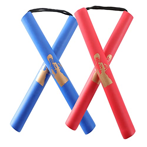 AUFIKR Nunchakus de Espuma Entrenamiento Práctico Nunchucks de Artes Marciales Nunchakus para Niños Adultos y Principiantes,2Pack Entrenamiento Portátil Artes Marciales Nunchakus de Espuma