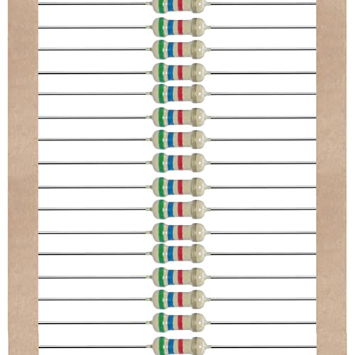 AUKENIEN 25 Valores 1250 Piezas 1/4W Kit Resistencias Electronica Electricas Película de Carbono 5% 1 2.2 3.3 10 22 47 68 100 120 150 220 330 470 560 680 1K 2K 2.2K 4.7K 5.6K 10K 22K 47K 100K 1M Ohm