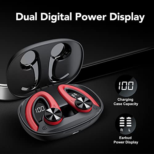 Auriculares Inalámbricos Deportivos, Auriculares Bluetooth 5.3 con Pantalla LED y micrófono, Sonido Premium, 45H de Reproducción, IPX7 Impermeable Cascos Inalambricos, para Deportes Running Workout