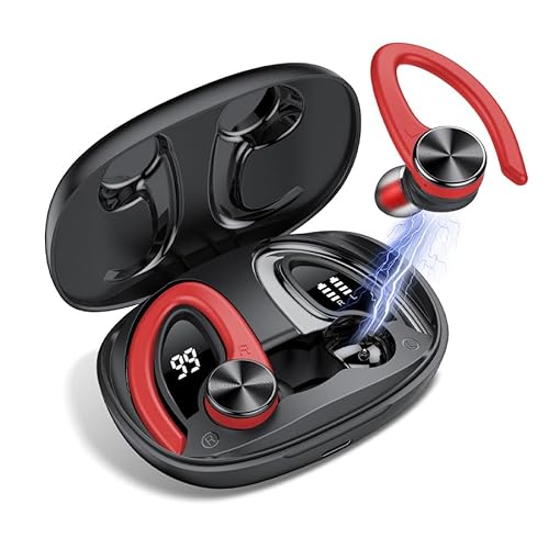 Auriculares Inalámbricos Deportivos, Auriculares Bluetooth 5.3 con Pantalla LED y micrófono, Sonido Premium, 45H de Reproducción, IPX7 Impermeable Cascos Inalambricos, para Deportes Running Workout