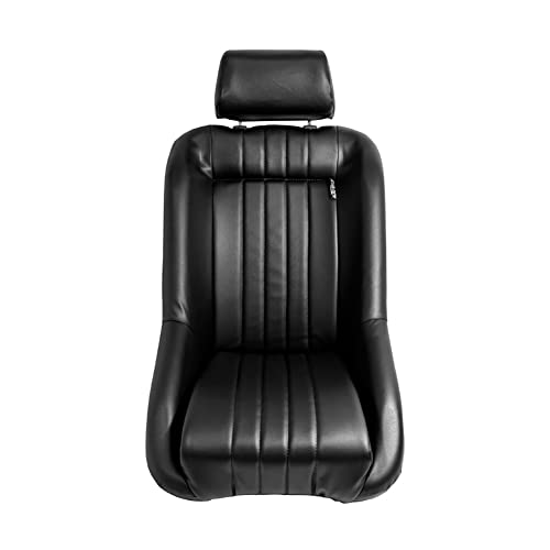 AUTO-STYLE Asiento Deportivo 'Classic' - Cuero Artificial Negro - Respaldo Fijo + Cabezal - incl. Correderas