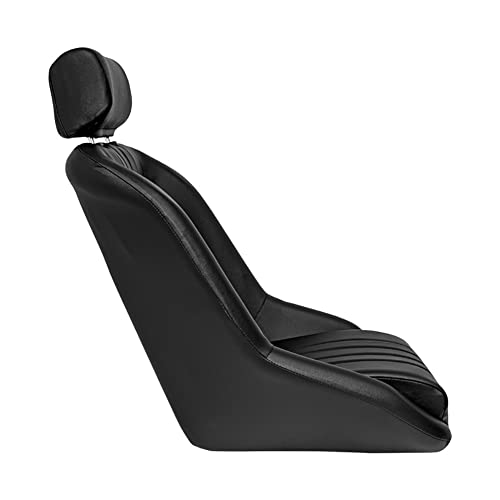 AUTO-STYLE Asiento Deportivo 'Classic' - Cuero Artificial Negro - Respaldo Fijo + Cabezal - incl. Correderas