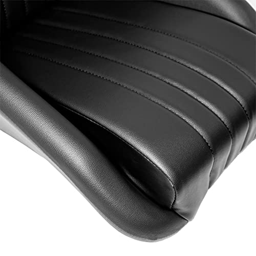 AUTO-STYLE Asiento Deportivo 'Classic' - Cuero Artificial Negro - Respaldo Fijo + Cabezal - incl. Correderas