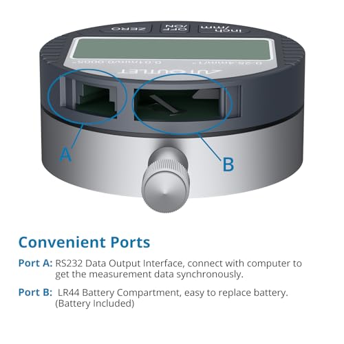 AUTOUTLET Relojes Comparadores Indicador Digital 0.01mm / 0.0005 '' Calibre Digital Medición del Dial Indicador de Prueba de Dial Indicador de Sonda 25.4mm / 1 '' Medición de Alta Precisión