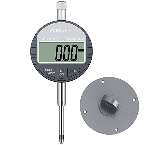 AUTOUTLET Relojes Comparadores Indicador Digital 0.01mm / 0.0005 '' Calibre Digital Medición del Dial Indicador de Prueba de Dial Indicador de Sonda 25.4mm / 1 '' Medición de Alta Precisión