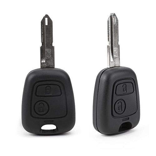 AUTOZOCO Carcasa mando llave del coche, Funda llave coche, carcasa repuesto llave coche, Compatible con Peugeot 106, 206, 306, 406 y Citroen C2 C3 Xsara, botones abrir y cerrar, sin zócalo de pila