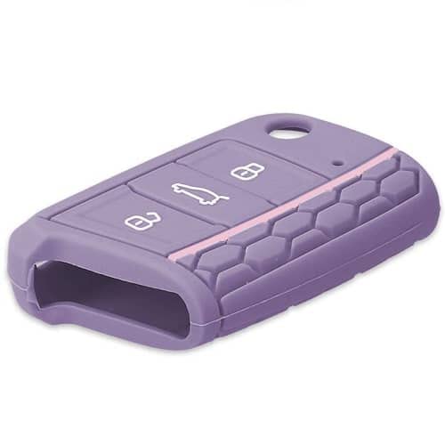 AUTOZOCO - Funda Silicona Mando Llave del Coche 3 Botones Compatible con VW, Funda TPU Compatible con Volkswagen - Proteje Llaves Compatible Grupo VAG - Violeta