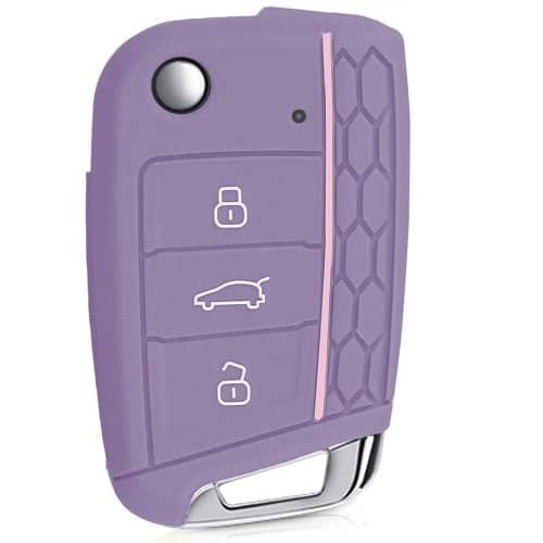 AUTOZOCO - Funda Silicona Mando Llave del Coche 3 Botones Compatible con VW, Funda TPU Compatible con Volkswagen - Proteje Llaves Compatible Grupo VAG - Violeta