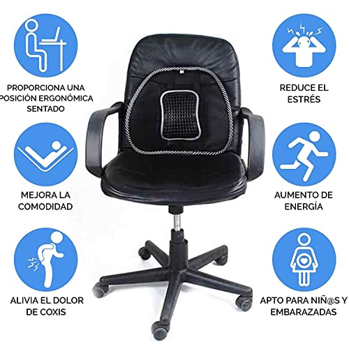 AUTOZOCO Soporte Trasero para Silla de Oficina, Cojín Lumbar Silla para Silla de Oficina o Coche, Soporte Lumbar de Malla, Alivio del Dolor Espalda Malas posturas Sentado, con Correa Elástica