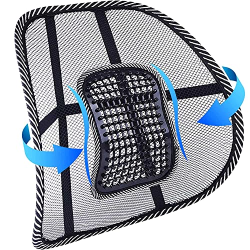 AUTOZOCO Soporte Trasero para Silla de Oficina, Cojín Lumbar Silla para Silla de Oficina o Coche, Soporte Lumbar de Malla, Alivio del Dolor Espalda Malas posturas Sentado, con Correa Elástica