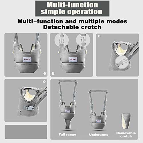 auvstar Bebé Arnés de Seguridad para Caminar, 2in1 Andador Arneses Ajustable para Aprender Andar,Niños Andador Anti Perdido Correa Proposito Doble para 6-36 meses (Gris)