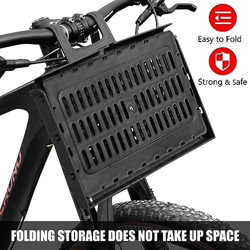 auvstar Cesta Delantera para Bicicleta,Cesta Colgante Plegable para Bicicleta Cesta De Cuadro De Ciclismo Desmontable para Bicicleta De Montaña,Viajes Al Aire Libre,Picnic,Cesta De La Compra,Negro