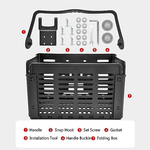 auvstar Cesta Delantera para Bicicleta,Cesta Colgante Plegable para Bicicleta Cesta De Cuadro De Ciclismo Desmontable para Bicicleta De Montaña,Viajes Al Aire Libre,Picnic,Cesta De La Compra,Negro