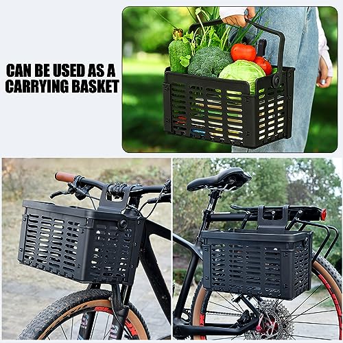 auvstar Cesta Delantera para Bicicleta,Cesta Colgante Plegable para Bicicleta Cesta De Cuadro De Ciclismo Desmontable para Bicicleta De Montaña,Viajes Al Aire Libre,Picnic,Cesta De La Compra,Negro