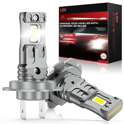 AUXIRACER Bombilla LED H7, chip CSP 6500K 500%, luz de carretera y cruce LED H7 para automoción, bombilla de exterior, sustitución de bombillas halógenas y de xenón(2 lámparas)