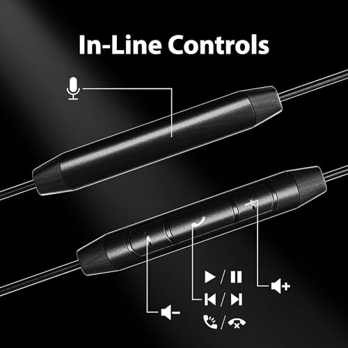 Avantree Resolve - Auriculares Abiertos con Cable y Micrófono (para Oídos Medianos y Pequeños) con Controles Integrados y Ganchos para Oídos, Escucha Envolvente, Conector AUX de 3,5 mm