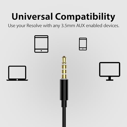 Avantree Resolve - Auriculares Abiertos con Cable y Micrófono (para Oídos Medianos y Pequeños) con Controles Integrados y Ganchos para Oídos, Escucha Envolvente, Conector AUX de 3,5 mm