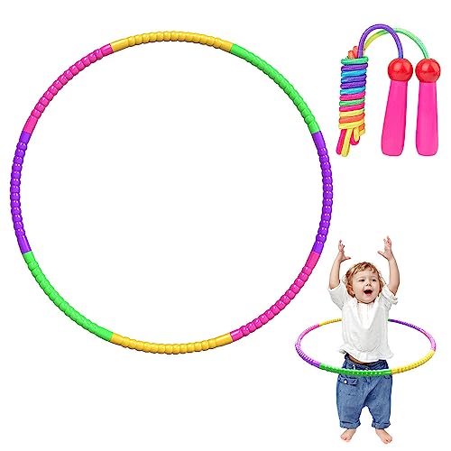 AVCXEC Hula Hoop Niña, Multicolor Hula Hoop Niña 4 Años con Jump Rope, Hula Hoop Fitness Desmontable para Niños y Niñas, Entrenamiento, Juegos, Fitness, Gimnasia