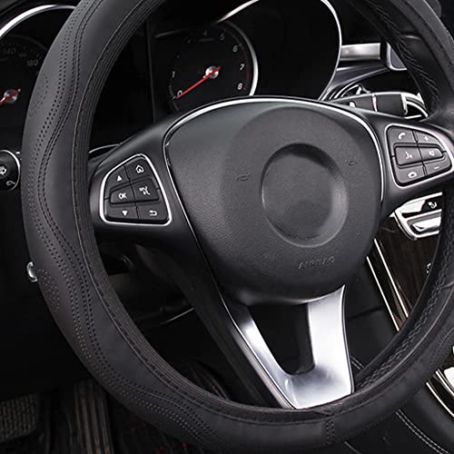 Avesteir Universal Funda Volante 37-39 cm, Suave Antideslizante Transpirable Cubre de PU Cuero, Cubierta sin Anillo Interior, Accesorios Coches Interior Decoracion (Negro)